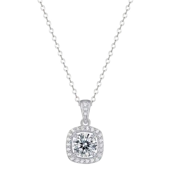 1ct Certified Moissanite Pendant in 925 Sterling Silver on 925 Chain
